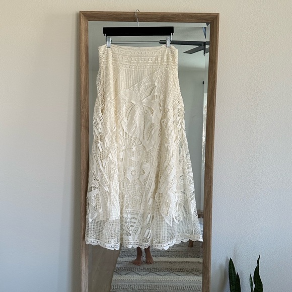 Farm Rio Off White Guipure Lace Maxi Skirt Size Large - Picture 8 of 8